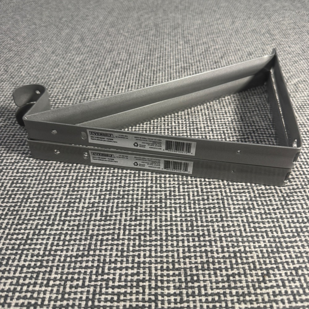 Everbilt Platinum Shelf and Rod Bracket Set of 2 EH-WSTHDUS-340 Heavy Duty Steel